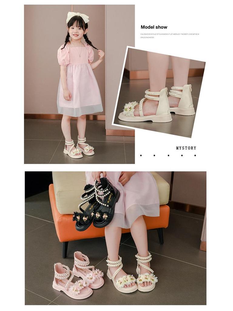 Summer 2025 Girls' Cute Princess Open Toe Sandals – Soft Sole, Perfect for Little and Big Kids At the Beach.