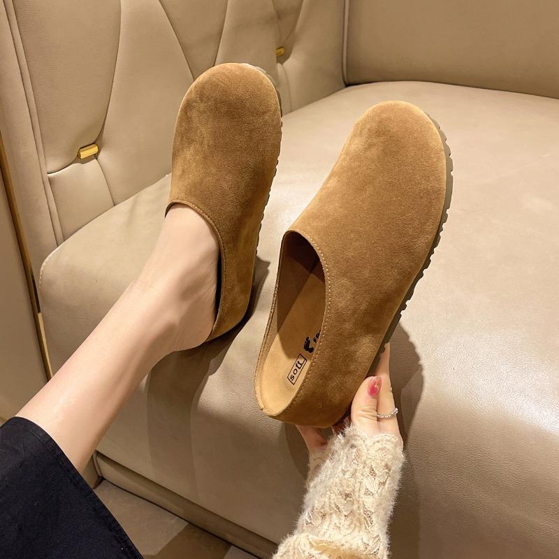 Retro half-drag new spring slack suede bag head lazy non-slip half-slippers outer wear