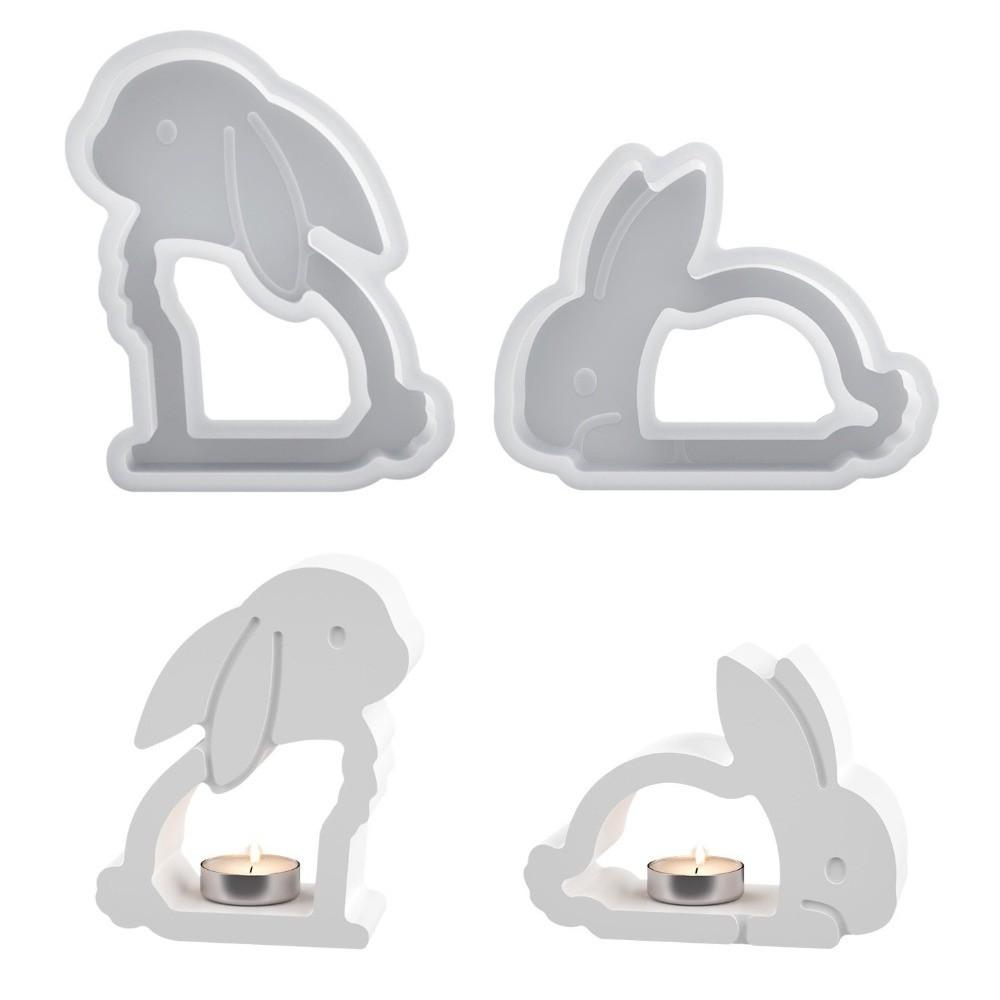 Non-Stick Easter Bunny Mold Flexible Silicone Rabbit Mold Candle Holder Mold  Home Decor