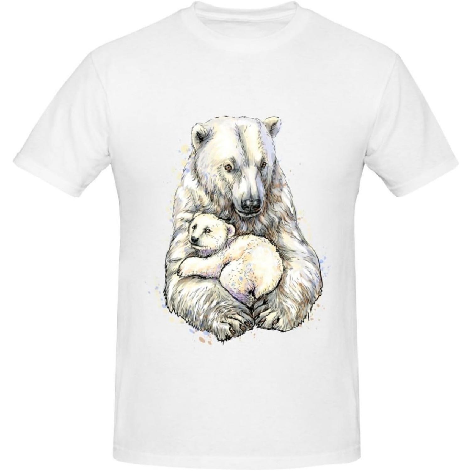 Polar Bear with Cubs T-Shirt Cotton Short Sleeve for Men Women T-Shirt S