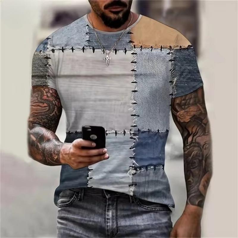 Herr T-shirt 3D Digital Lapptäcke Grafiskt Tryck Herr Designertröjor Herr Sommarkläder Kortärmad Tee Street Toppar