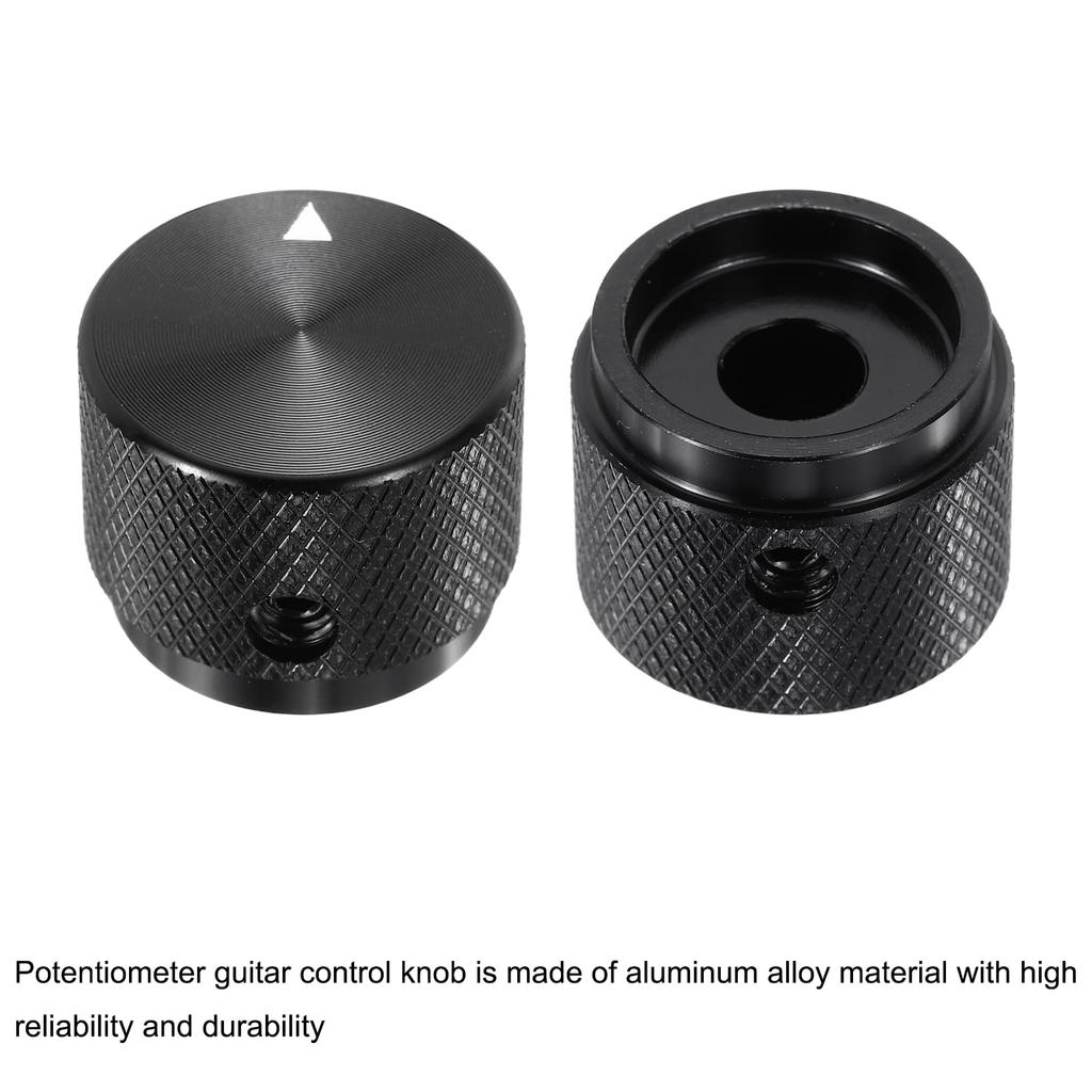 uxcell 2pcs Aluminum Potentiometer Inner Diameter x Outer Diameter x Universal Volume and Tone Control Knobs for Guitar and Bass with Arrow Black