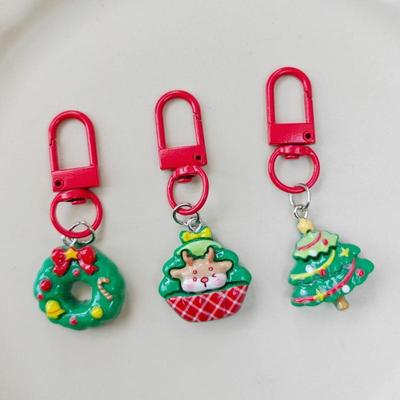 Portachiavi di Natale a Cartone Animato Carino Resina Babbo Natale Albero di Natale Ciondolo Portachiavi Accessori Borsa Festa Festiva Regalo di Natale