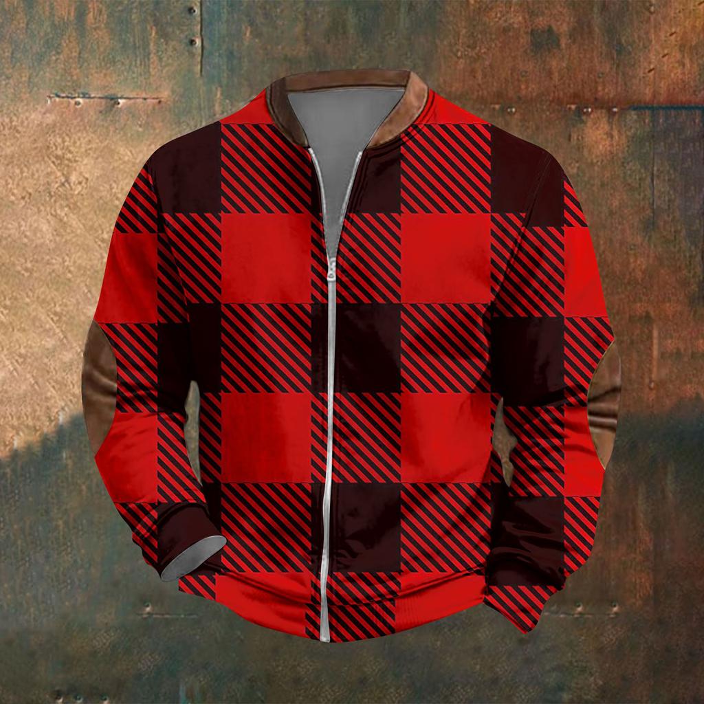 Men'S Retro Casual Sportswear With Open Zipper Sweatshirt Jacket