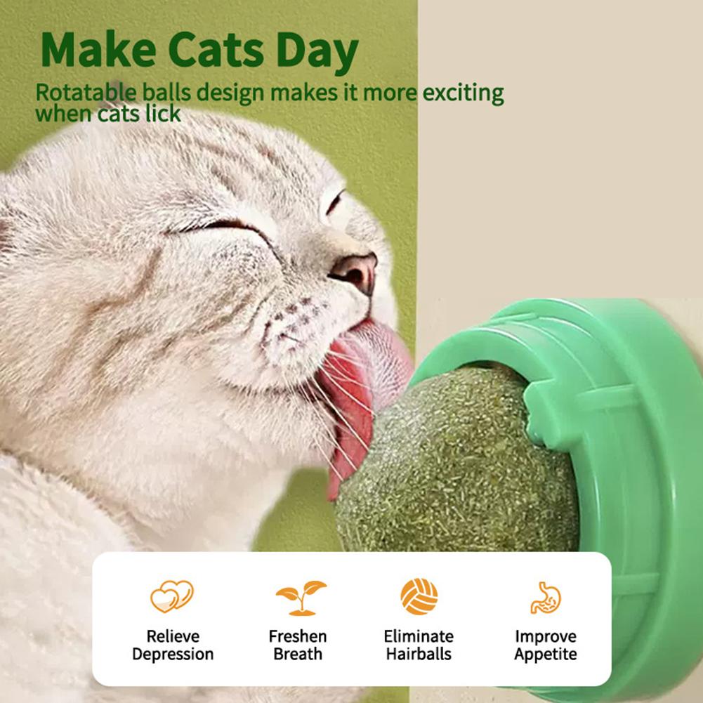 3-30pcs Cat Catnip Toys Cat Rotatable Licking Catnip Wall Ball 3 Flavors Freshen Breath Remove Hair Balls Snacks Pet Supplies