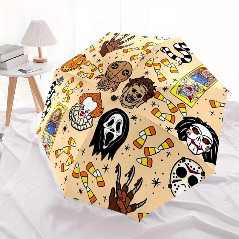 

1pc Halloween Horror Automatic Open 8-Rib Windproof Umbrella, Travel & Commuting, Suitable for All Seasons