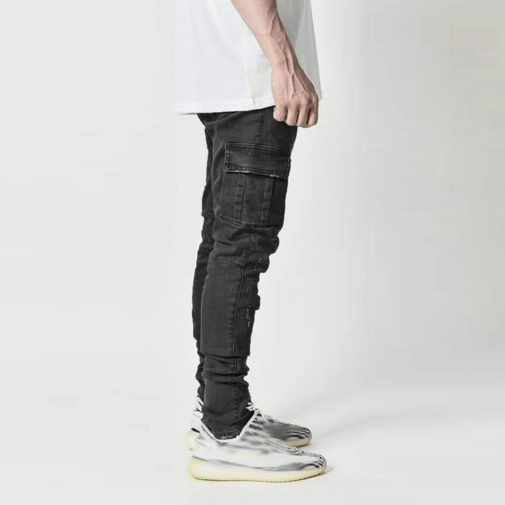 Pantaloni di Jeans Elasticizzati da Uomo con Strappi e Personalità