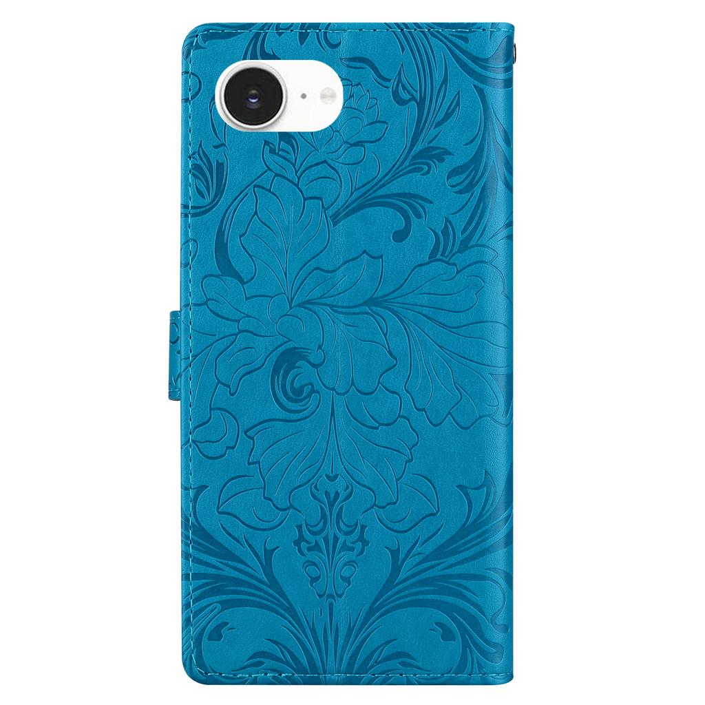 For iPhone 16e Leather Case Imprinted Floral Pattern Wallet Stand Flip Phone Cover