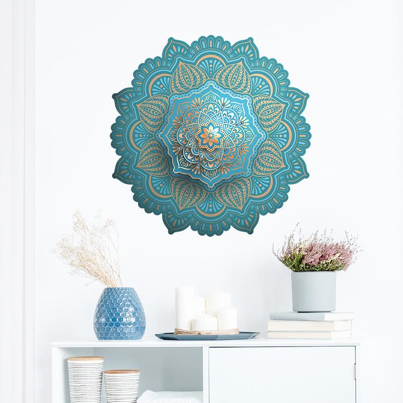 Green Mandala Wall Stickers, Arabic Pattern Festive PVC Decals for Middle East Home Wall Decor, Removable