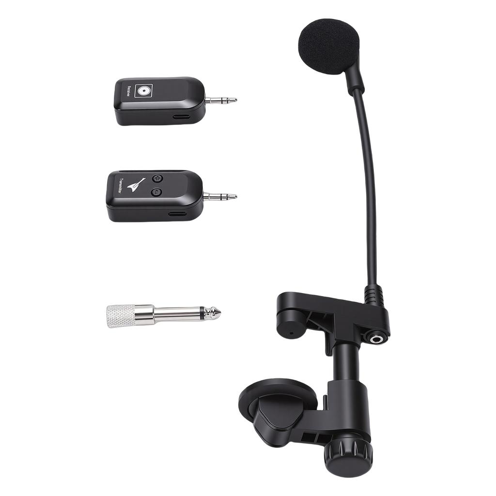 Wireless Instrument Microphone 2.4G Violin Cello Guitar Clip On Condenser Mic for Stage Performance Band