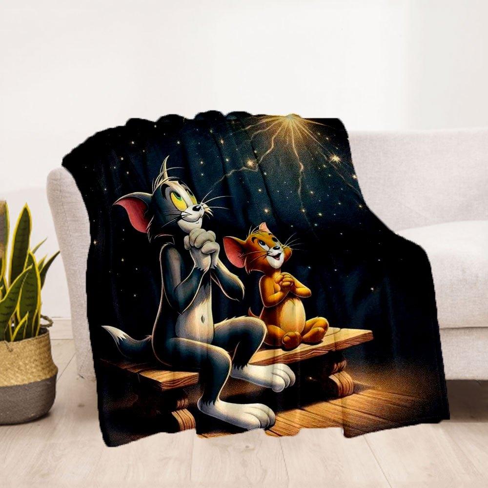 Tom and Jerry Diamond Painting Kit, GiftBlanket Flannel Throw Blanket for Sofa, Bed, Travel, Camping, Office