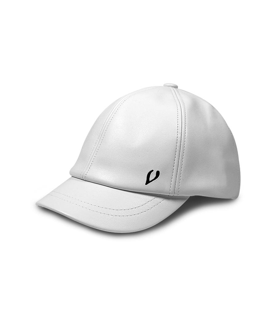 VIBRATE Black Line - Riding Leather Ball Cap (White)