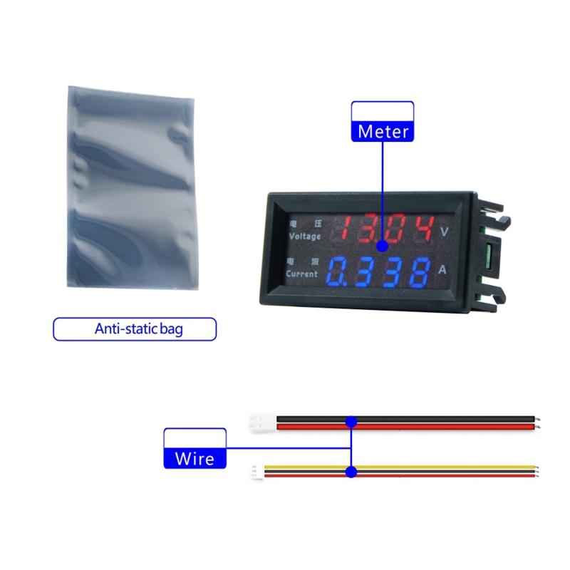LED Digital Voltmeter Ammeter DC Digital Multimeter 100V 10A Blue Red LED Amp Dual Digital Display Volt Meter Gauge
