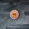 Boho Style copper Color Zircon Sets For Female Yellow Zircon Full Stone Necklace Ring Earrings Bridal Wedding Banquet Accessory