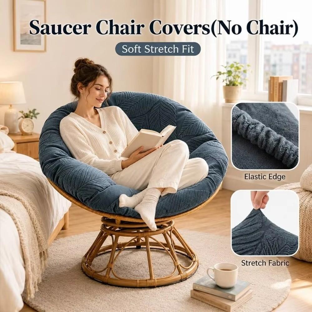 Stretch Jacquard Round Saucer Chair Slipcover Rattan Chair Cover Indoor Decoration