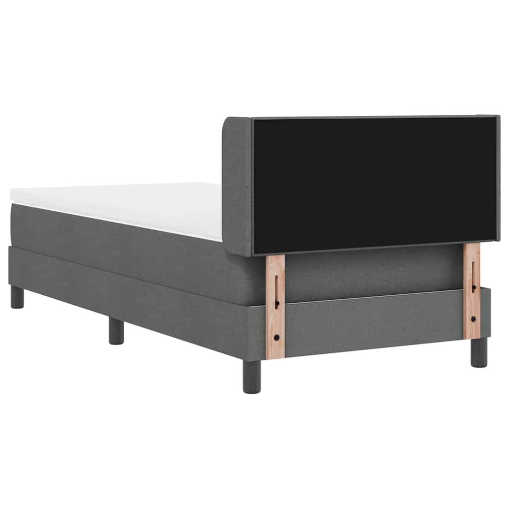 Box Spring Bed with Headboard Dark Grey 200 X 100 Cm Fabric