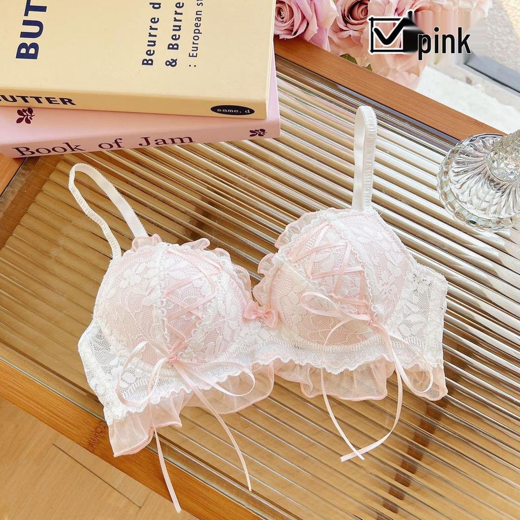 Japanese Lolita Princess Lace-Up Maiden Lace Bra Set for Small Chest