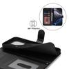 For iPhone 16 Pro Stand Case Textured Leather Wallet Phone Cover with Strap
