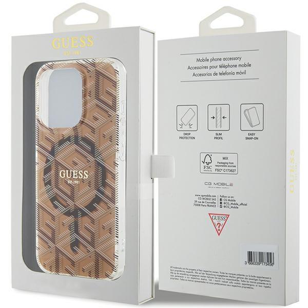 Guess Guhmp15Lhgcustgw Iphone 15 Pro 6.1 Brązowy/Brown Hardcase Iml Gcube Magsafe
