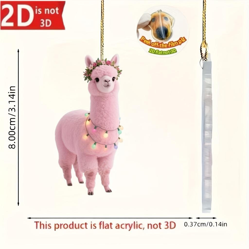 1pc Cute Pink Acrylic Snowman, Bear, Flamingo, Alpaca Christmas Tree Ornaments Hanging Decorations Christmas Gifts Home Decor