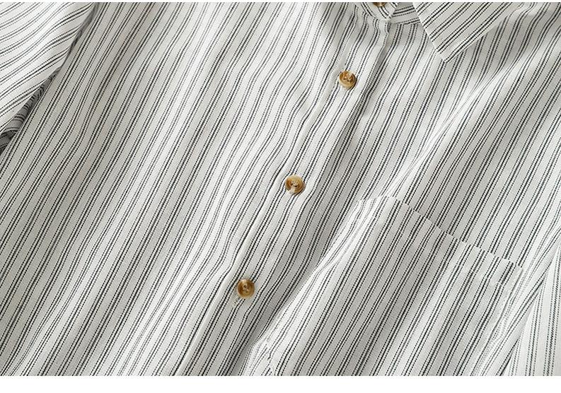Artistic Cotton Linen Striped Long Sleeve Casual Loose Plus Size Shirt 2025