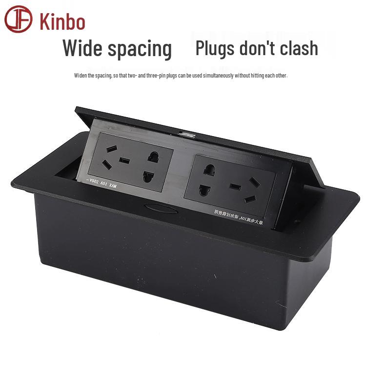 Silver French Standard Pop-up Desktop Power Socket