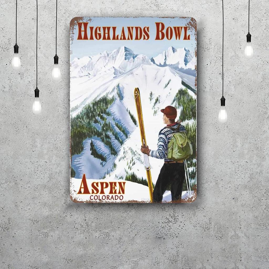 ski Classic Poster Rusty Metal Plaque Retro Decorative Plate Bar Man Cave Garage Club Metal Sign Wall Decoration