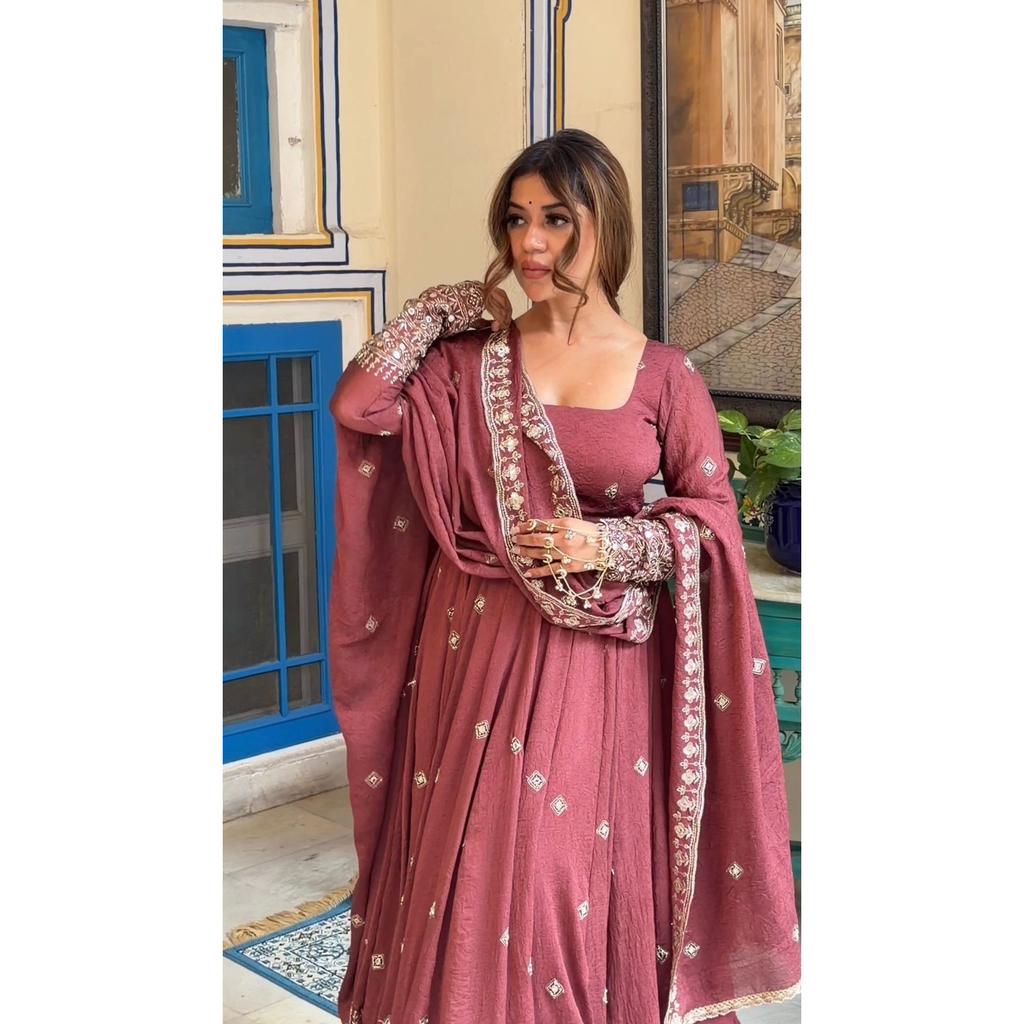 Salwar Kameez Indisk Pakistansk Bröllopsfestklänning Bollywood Anarkali Kostym