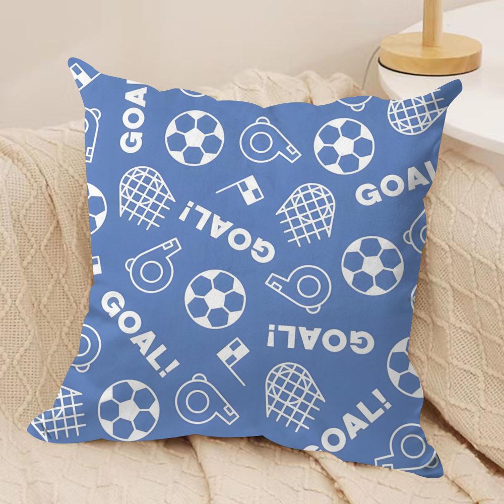 Classic Football Cushion Cover Soft Plush Fabric Double-Sided Printed Sofa Cushion Cover for All Seasons Home Decor Gift