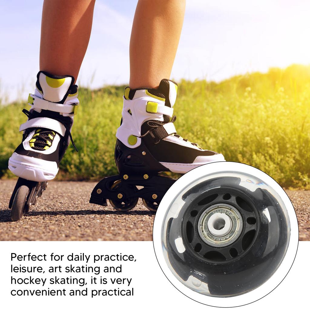 4 Stück Leuchtende Rollschuhrollen 63mm PU Flash Inlineskater-Rollen für Inlineskateboards Rollen