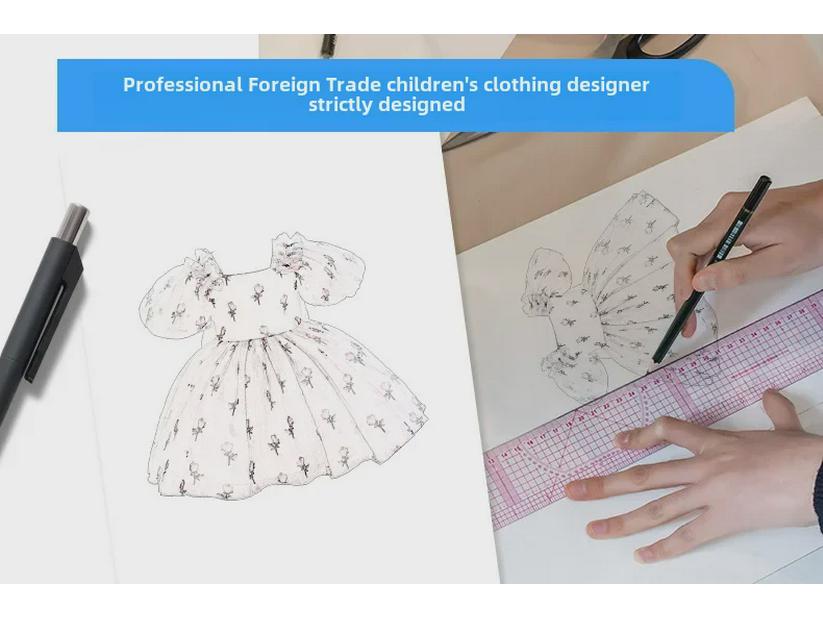 Flower Girl Princess Dress with Puff Sleeves and Floral Mesh Tulle Skirt for Weddings and Birthdays