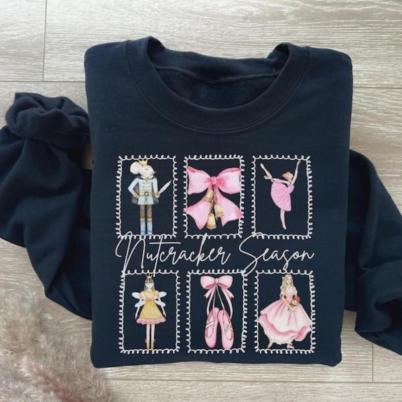 Women's Hoodie Christmas Nutcracker Sugraplum Fairy Stamps Ballet Dancer Bowknot Gift Coquette Aesthetic Dance Mama Sweatshirt