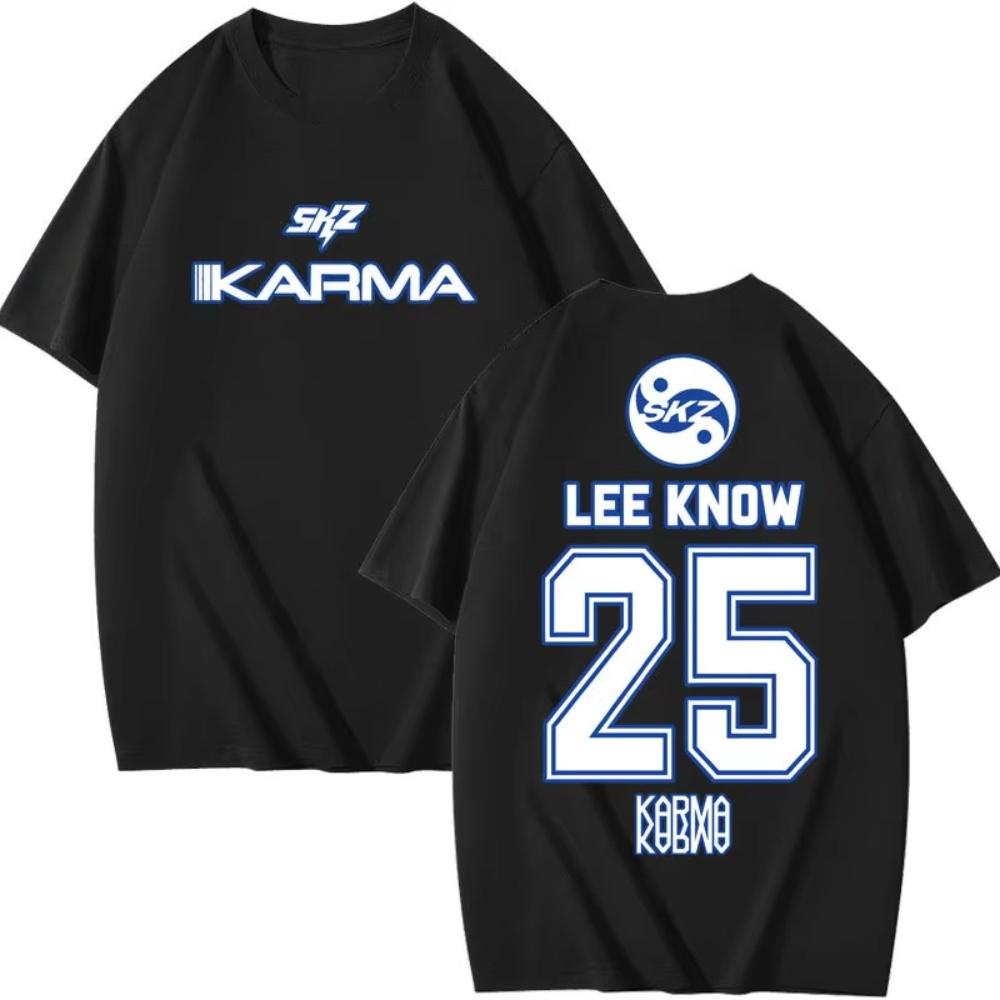 Hot KPOP KARMA Short Sleeved T-shirt Women Harajuku Top Retro Aesthetic Printed Pattern T-shirt Cotton T-shirt Street Wear Tops