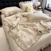 Korean Princess Double Layer Gauze Bedspread & Duvet Set - Fresh Girly Heart Design