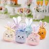 Easter Bunny Drawstring Gift Bags with Bunny Ears for Kids Holiday Party Favor Easter Rabbit Gift Bags and Holiday Decorations