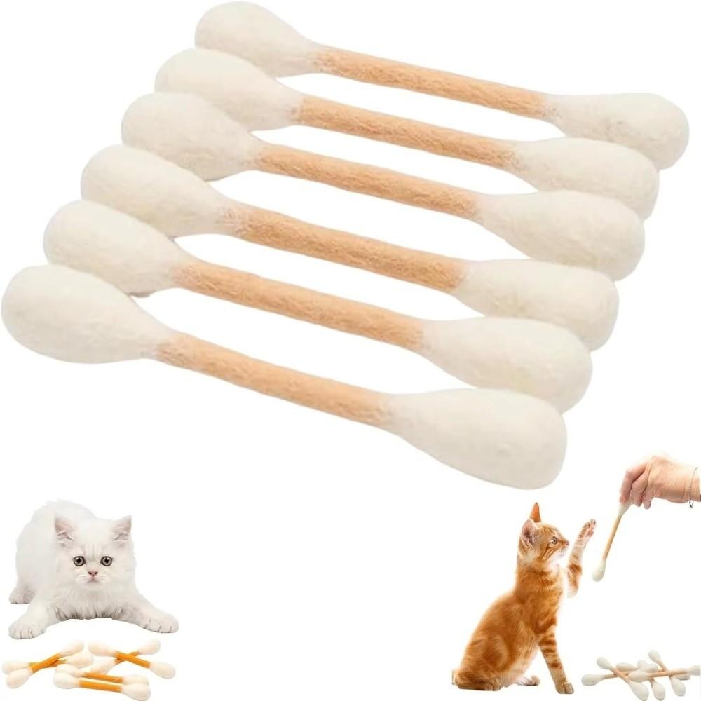 

6PCS Lightweight Giant Swabs Cat Toy Soft Kitten Toy Creative Cotton Swabs Cat Toys Cat Lovers бежевый
