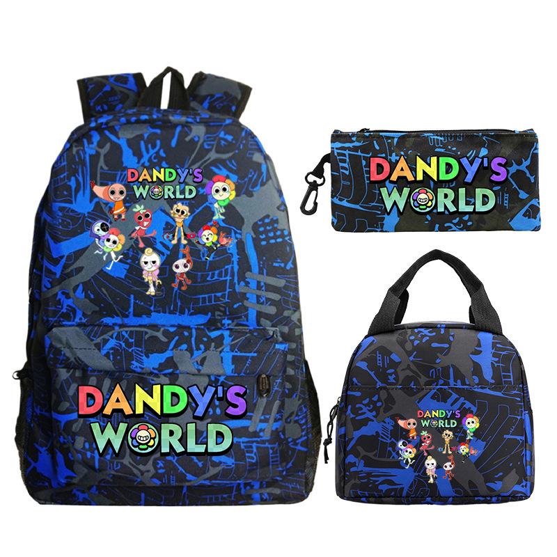 Dandy's World Game Merchandise Printed Primary and Secondary School Schoolbag Three-piece Set Foreign Trade Popular Children's Backpack