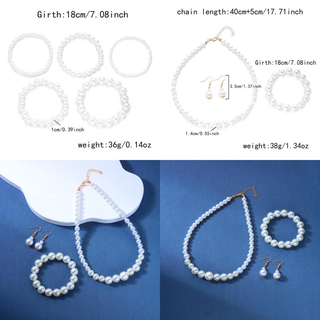 Vintage Elegant Pearl Jewelry Set With Geometric Design For Summer Gift Idea