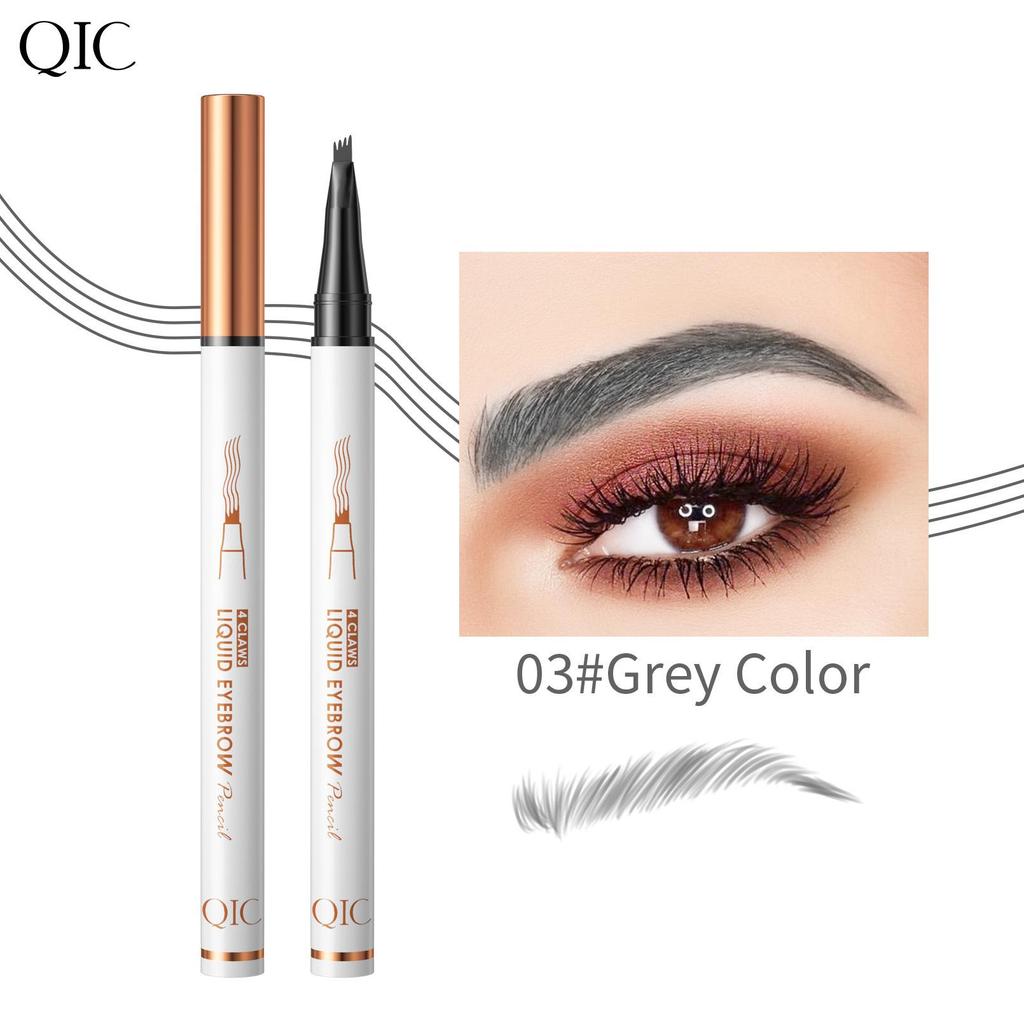 QIC 5D White Tube Four-Prong Waterproof Smudge-Proof Micro-Sculpting Liquid Eyebrow Pencil.