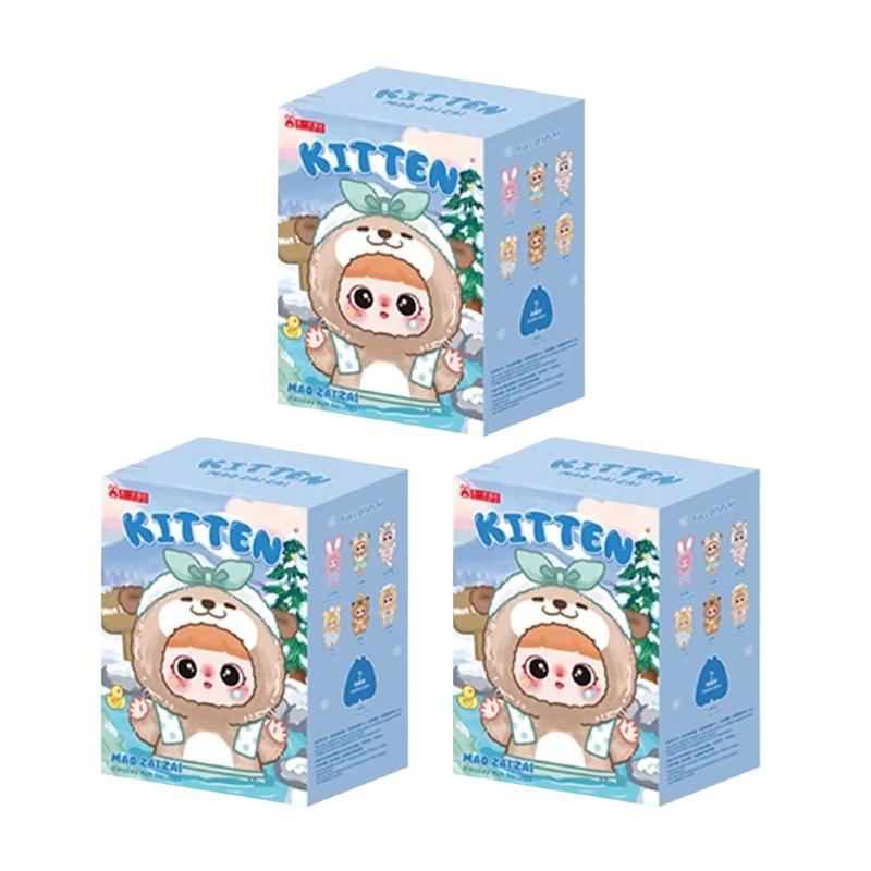 Kitten Holiday Hot Spring Series Plush Blind Box Mystery Surprise Cute Doll Pendant Soft Plush Toy Gift For Girls