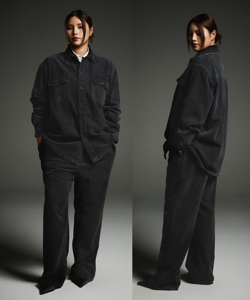 BOOVOOM [Plus Size] Ink Shade Washed Corduroy Pants