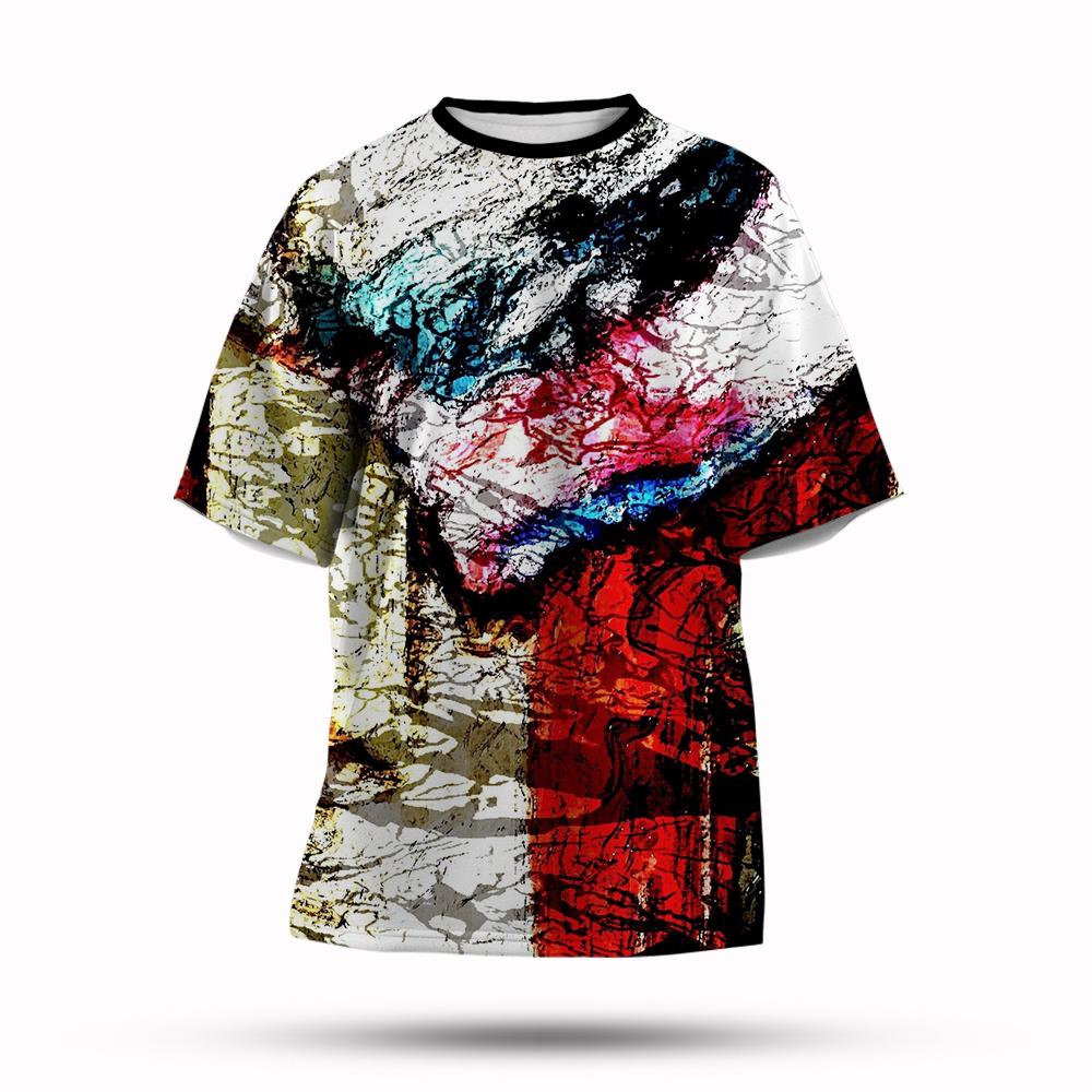 Graffitifärg 3D-printad T-shirt Sommar Herrmode Stänkbläck Ny Kortärmad T-shirt Topp Cool Streetwear Baggy T-shirts