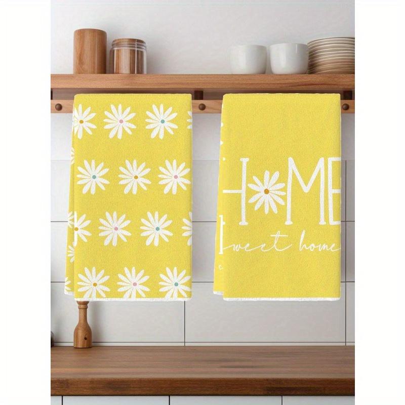 2 Stück Vintage Blumen Geschirrtücher, Küchentücher 70er Retro Stil Geschirrtücher Koch Geschirrtücher