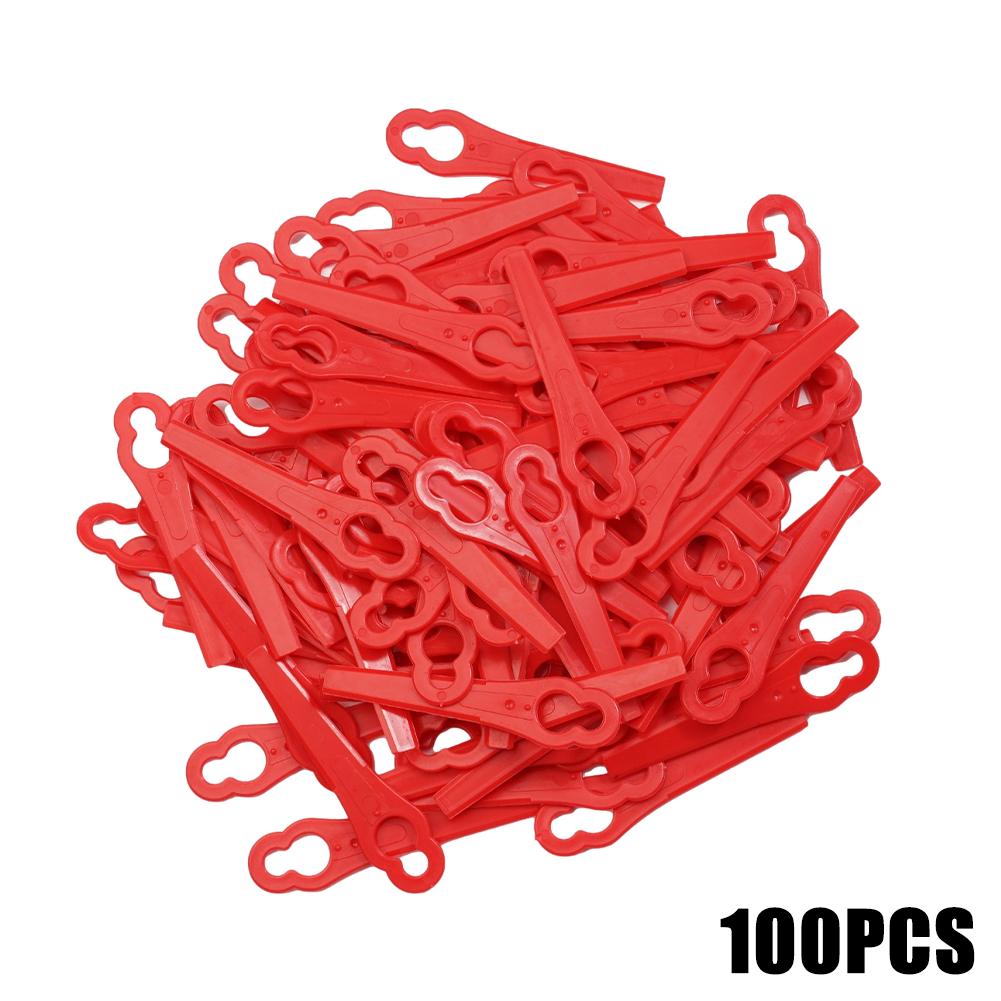 100Pcs Plastic Cutter Blades For Electric Cordless Grass Trimmer Strimmer Blades Garden Lawn Mower Replacement Tool