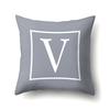Polyester Pillow Case Gray Base Literary Home Car Decoration 26 English Letter Cushion Car Cushion Cover