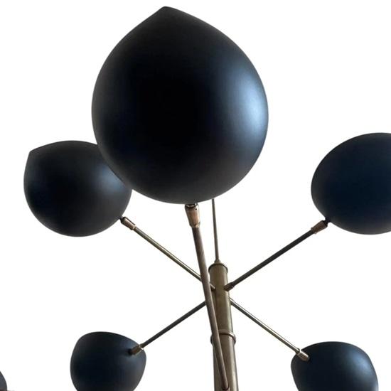 8-Light Mid Century Modern Chandelier Black Sputnik Ceiling Light Fixture for Living Room, Bedroom, Kitchen E12/E14 Socket