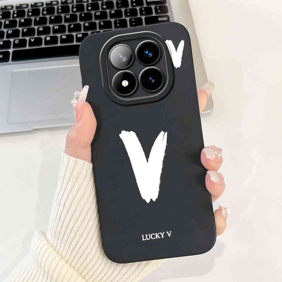 For Xiaomi Redmi Note 14 Pro+ 5G Case Black Lucky Letter A-Z Soft Silicone Cover For Redmi Note 14Pro Plus 5G 6.67" Phone Cases