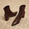 Spring Autumn Fashion Pointed Toe Stiletto Heel Ankle Boots For Women Slimming Designer Short Boots