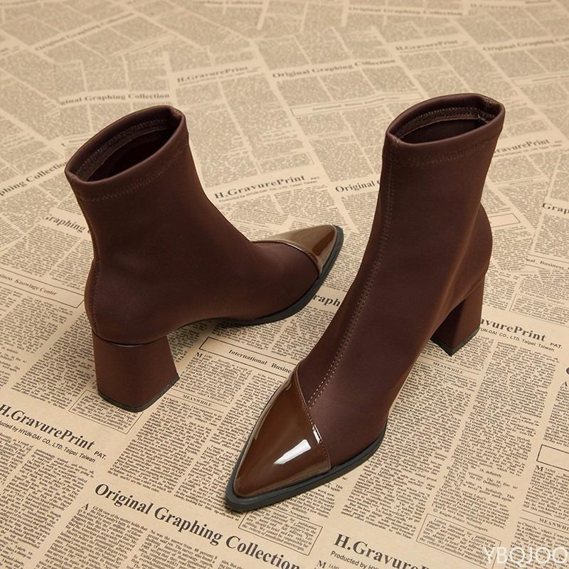 Spring and Autumn New Fashionable High Heels Pointed Women s Short Boots Look Thin and Tall Designer Fashion Women s Boots 35