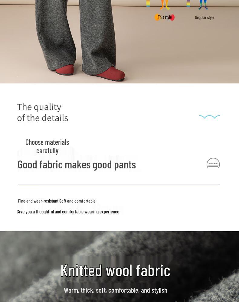 Fanzhen Women's High-Waist Loose Wide-Leg Wool Blend Pants